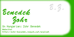 benedek zohr business card